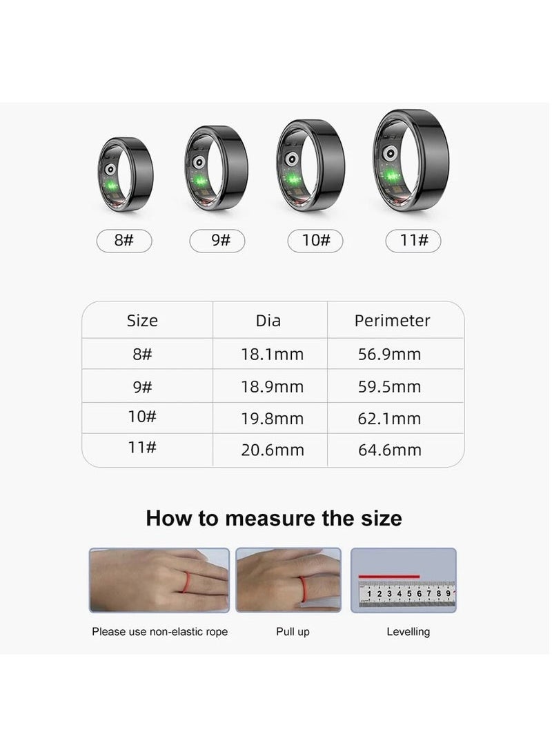 Generic - Smart Ring Titanium Steel Shell Health Monitoring IP68 & 3ATM Waterproof Multi-sport Modes (Deep Grey, 18.9mm) - Image 1