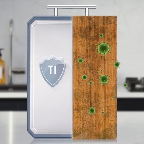 ofhedeve Double Sided Cutting Board,Titanium Cutting Boards for kitchen, Pure Titanium and Wheat straw Cutting Board, Easy to Clean Large size Chopping Board Dishwasher Safe 16"x 11" - Image 3