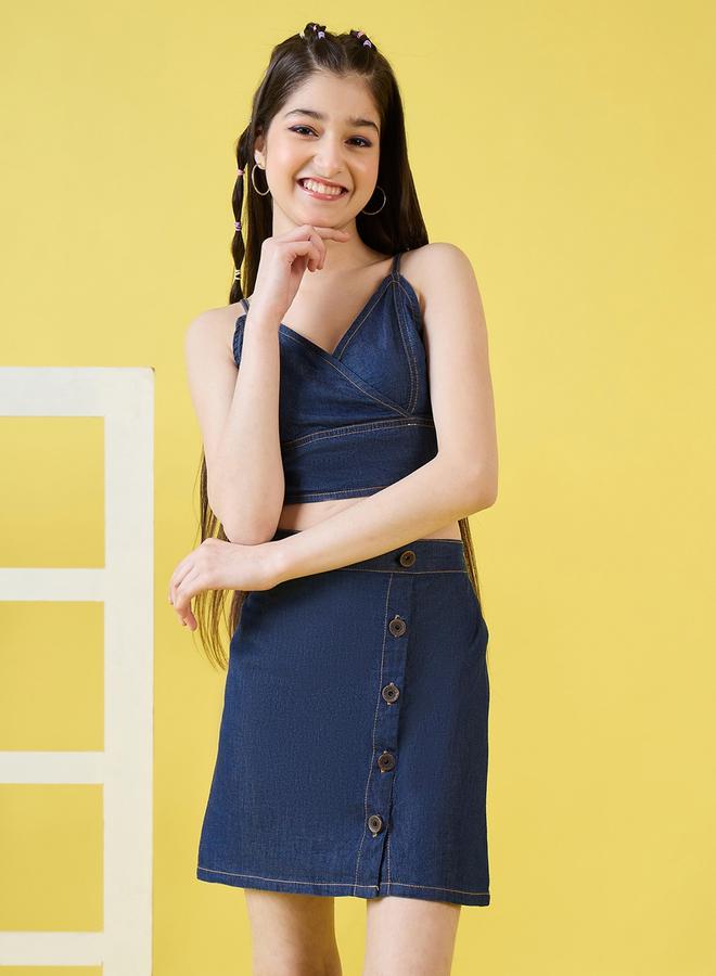 ستايلو بج طقم شورت وتوب قصير من الدنيم بخصر مطاطي من ستايلو بيج - Image 2