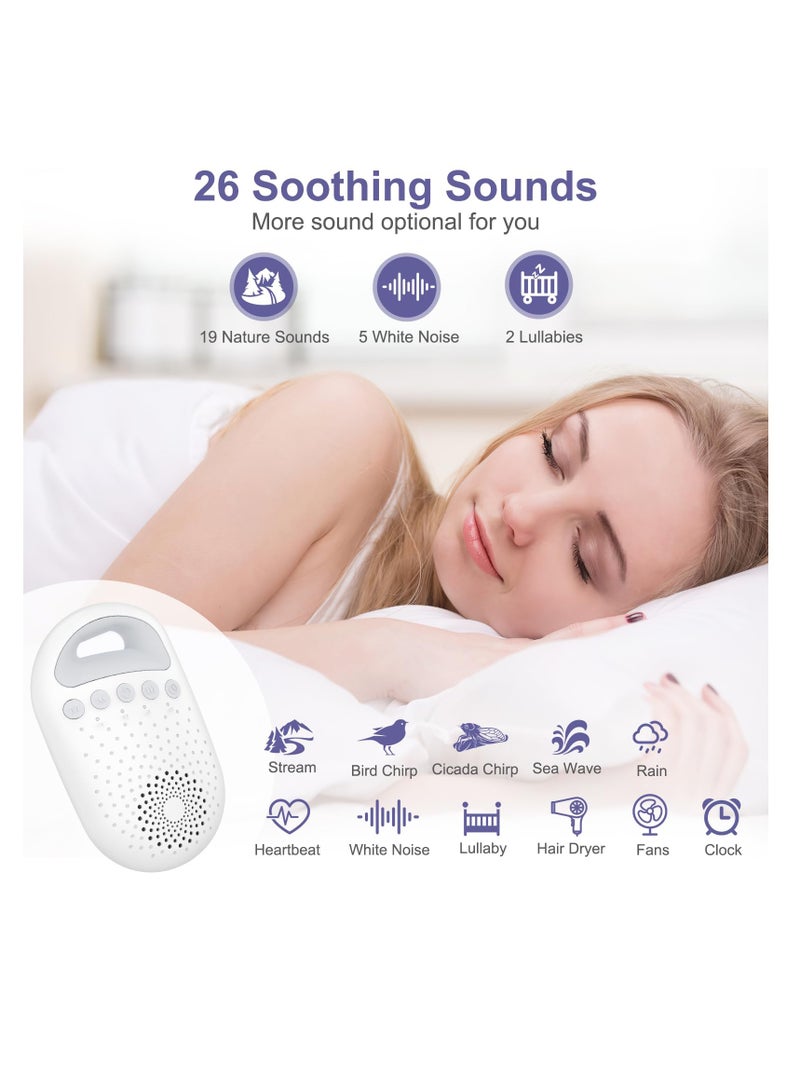 White Noise Machine, 26 Soothing Sounds Portable White Noise Machine, Type-c Rechargeable Sound Machine Baby for Pram, Dual Night Light Mode, 4 Timer, Memory Function for Adult u0026 Baby - Image 2