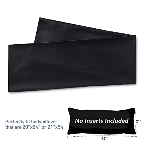 Leeden Body Pillow Cover, 100% Cotton, 800 Thread Count, Soft Breathable Long Pillow Case, Envelope Closure (Black, 21"x 54") - Image 3
