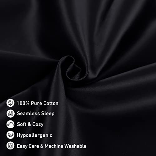 Leeden Body Pillow Cover, 100% Cotton, 800 Thread Count, Soft Breathable Long Pillow Case, Envelope Closure (Black, 21"x 54") - Image 4