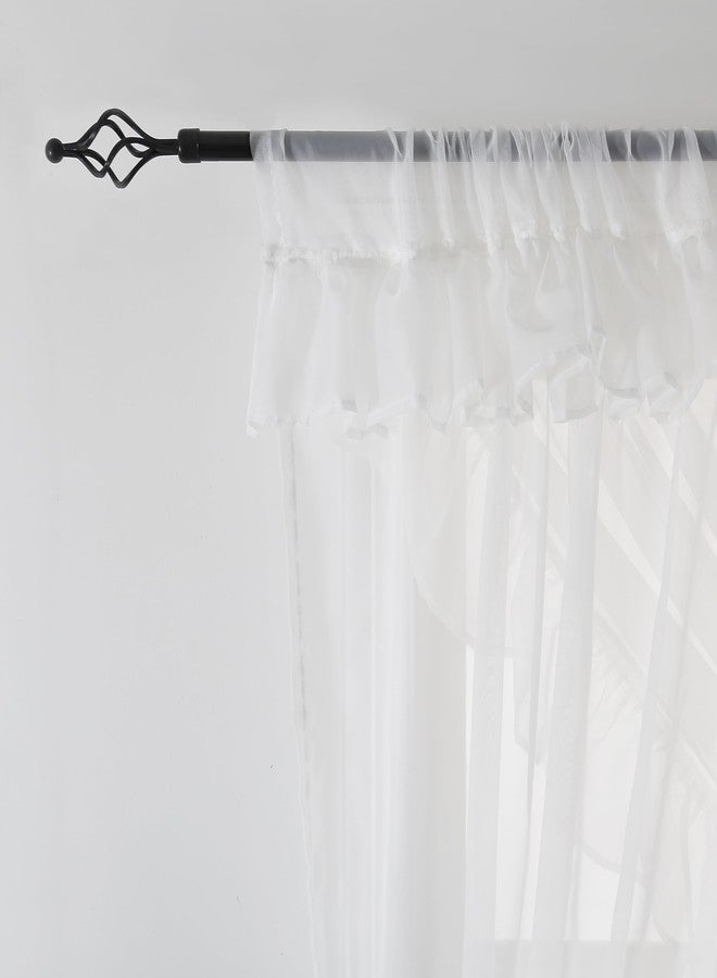Seibeh Tex Shabby Chic Double Layer Sheer Ruffled Priscilla Rod Pocket Window Curtain Panel with Tiebacks - Image 3