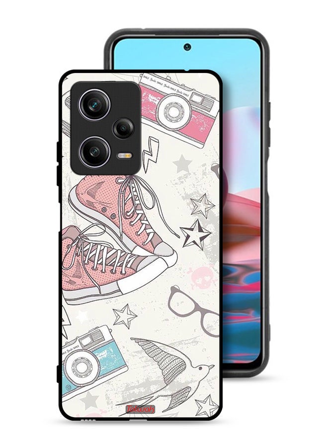 Tolwak Xiaomi Redmi Note 12 Pro Protective Case Cover Canva Shoes And Camera Art  - Image 1