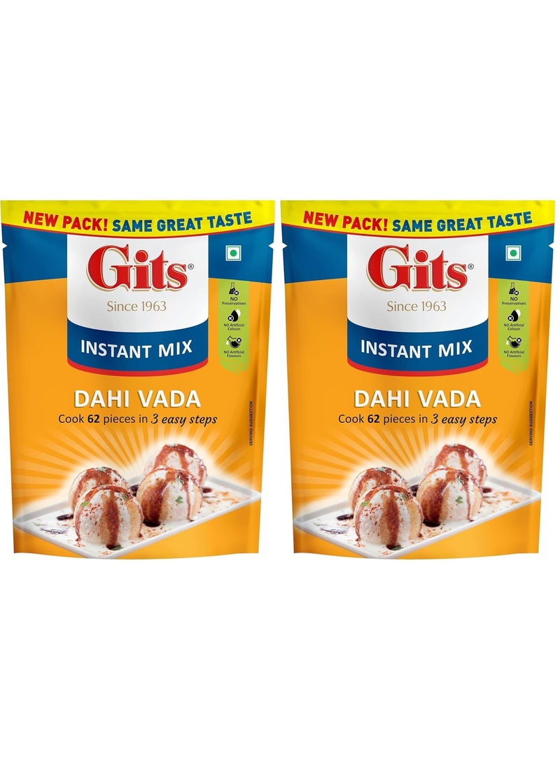 Gits Instant Dahi Vada Snack Mix, Makes 62 Per Pack, Pure Veg, Instant Indian Snack Mix, 500g (Pack of 2) - Image 1