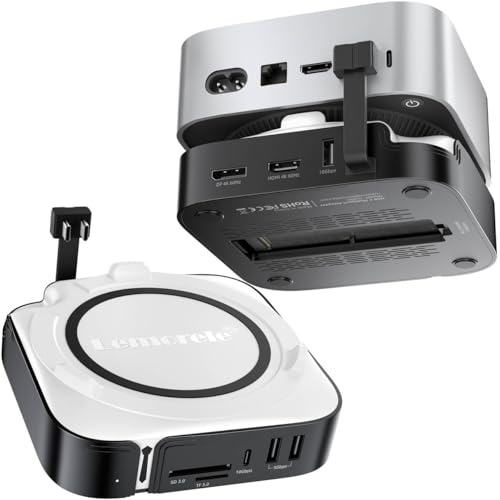 Lemorele Mac mini M4 Docking Station - Dual HDMI + DisplayPort withTriple Monitor Support, 8TB SSD Enclosure, 10Gbps USB-C/USB-A,SD/TF Card Reader - Compatible with Mac mini M4 & M4 Pro - Image 1