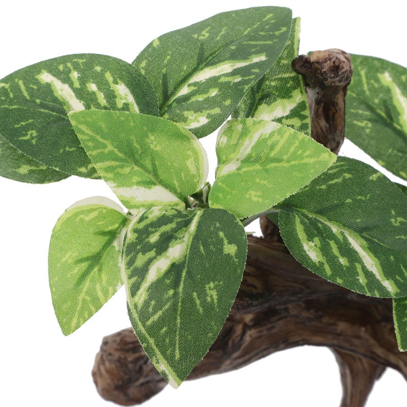 Resin Driftwood Cave Decor with Cloth Leaf Plants for Aquarium Fish Tank Ornaments - Image 4