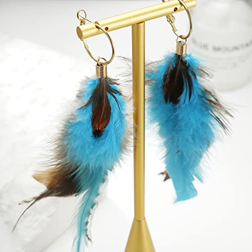 Lureme Indiana Style Jewelry Multicolor Handmade Natural Feather Dangle Earrings (er005514) - Image 3