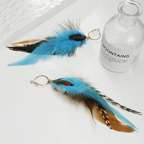 Lureme Indiana Style Jewelry Multicolor Handmade Natural Feather Dangle Earrings (er005514) - Image 5
