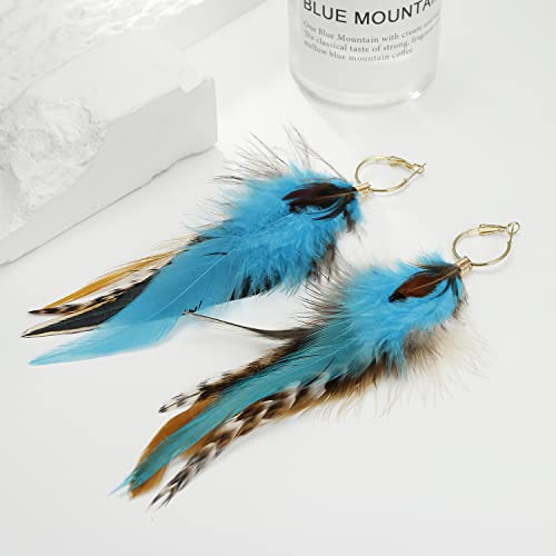 Lureme Indiana Style Jewelry Multicolor Handmade Natural Feather Dangle Earrings (er005514) - Image 4