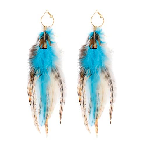 Lureme Indiana Style Jewelry Multicolor Handmade Natural Feather Dangle Earrings (er005514) - Image 1