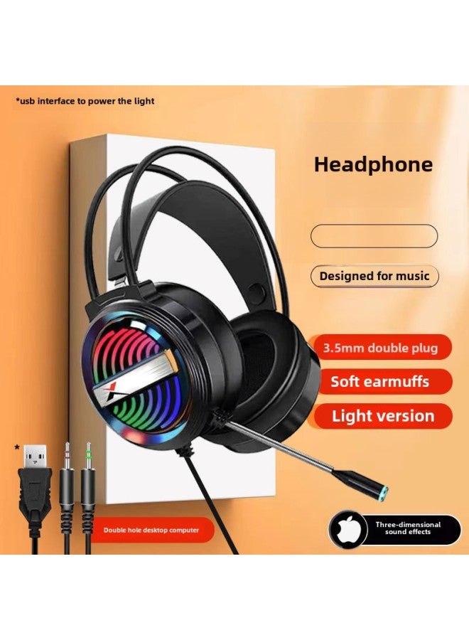 2024 Headset Wired Computer Headset Double Plug 3.5 Notebook Game Video Headset Wheat Wholesale-Color: ·  - Image 1