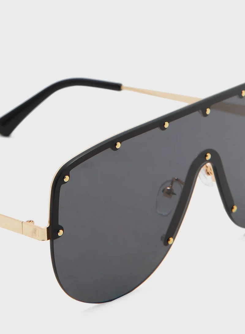 ELLA Oversized Stud Detail Sunglasses