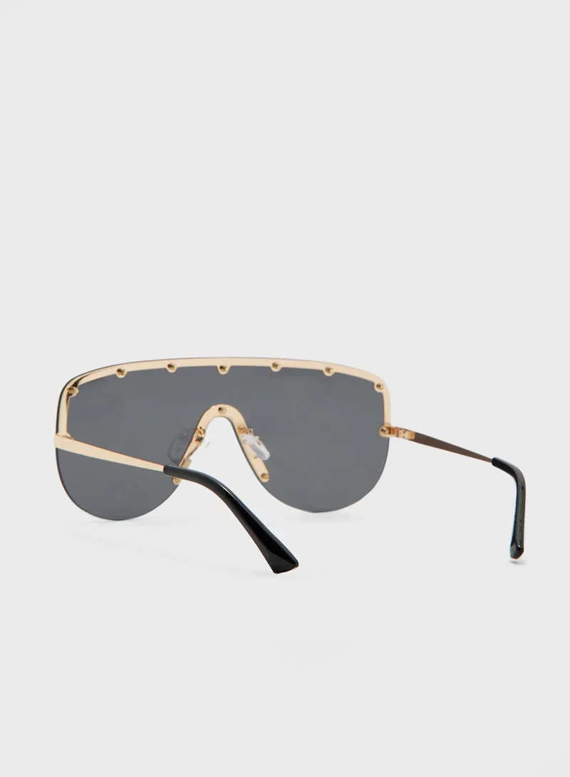 ELLA Oversized Stud Detail Sunglasses