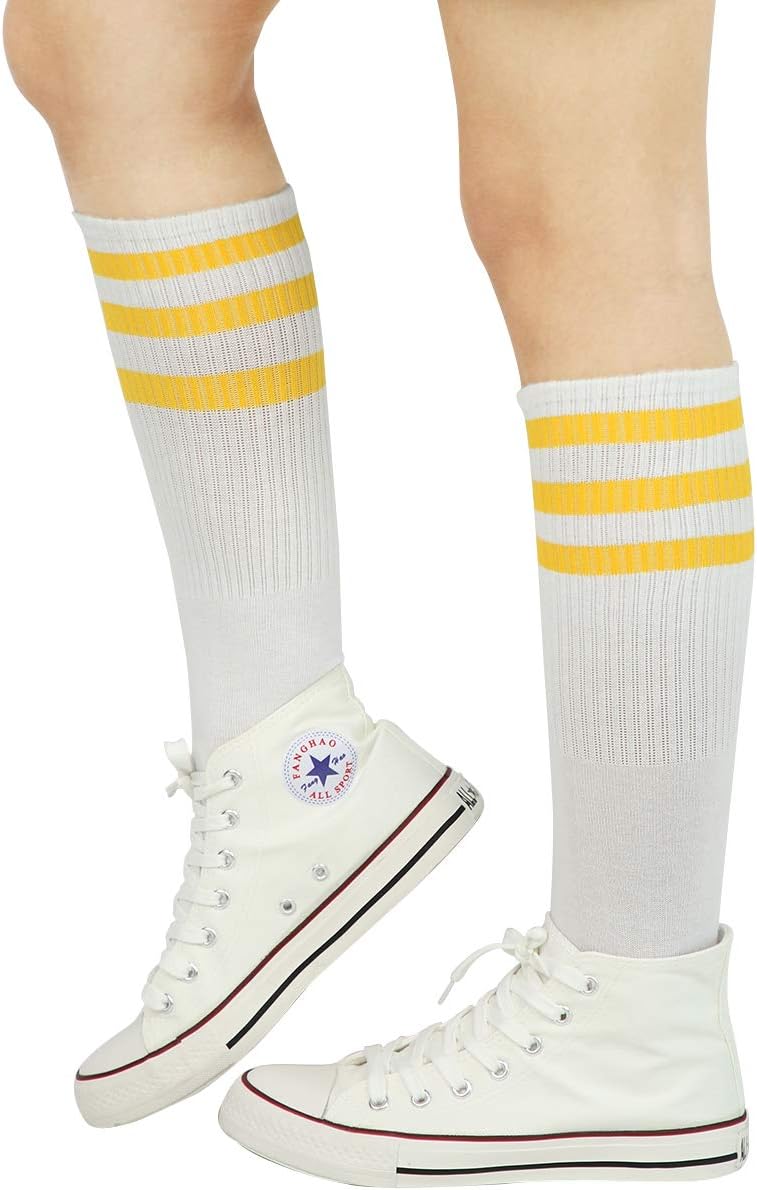 Leotruny Knee High Tube Socks: Over the Calf Retro Striped Socks for Men and Women - Image 2
