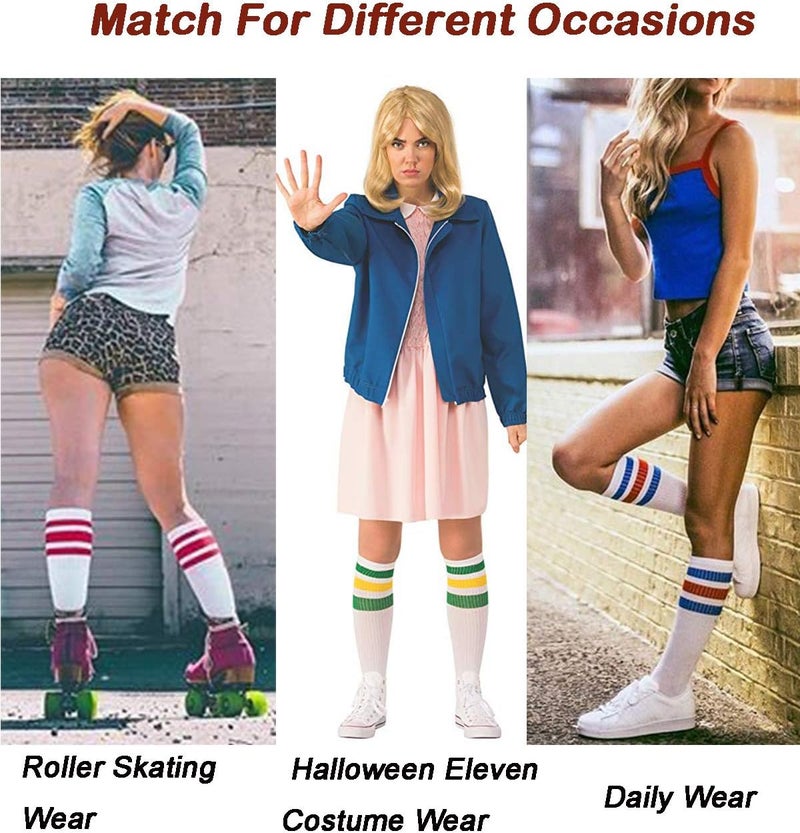 Leotruny Knee High Tube Socks: Over the Calf Retro Striped Socks for Men and Women - Image 1