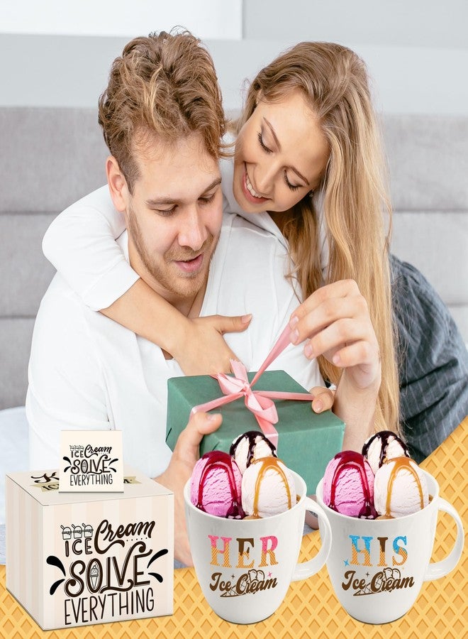 Hexagram His And Hers Gifts, Anniversary Couples Gifts Set Ice Cream Bowl With Scoop&Shovel Spoon, His Her Ice Cream Cereal Bowl Gift, Valentine's Day Young Couples Gift - Image 3