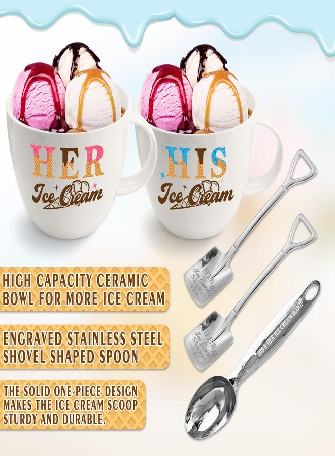Hexagram His And Hers Gifts, Anniversary Couples Gifts Set Ice Cream Bowl With Scoop&Shovel Spoon, His Her Ice Cream Cereal Bowl Gift, Valentine's Day Young Couples Gift - Image 4