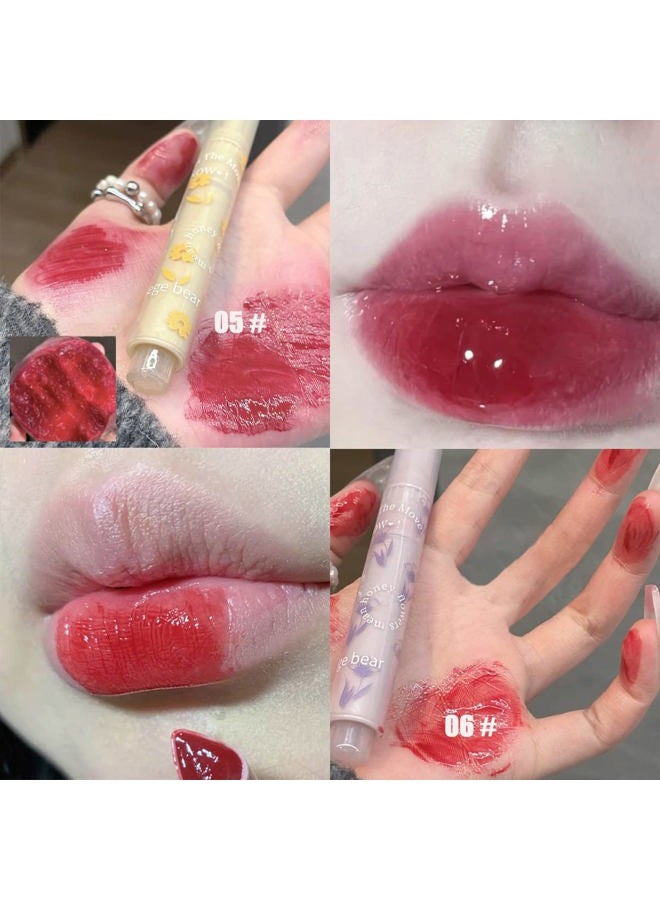 Dulele 6 Colors Matte Jelly Lipstick Moisturizing Lip Oil Set, Hydrating Mirror Finish Lipgloss Heart Shape, Highly Pigmented and Longwear Lip Stain Lip Glaze (Pink, M) - Image 5