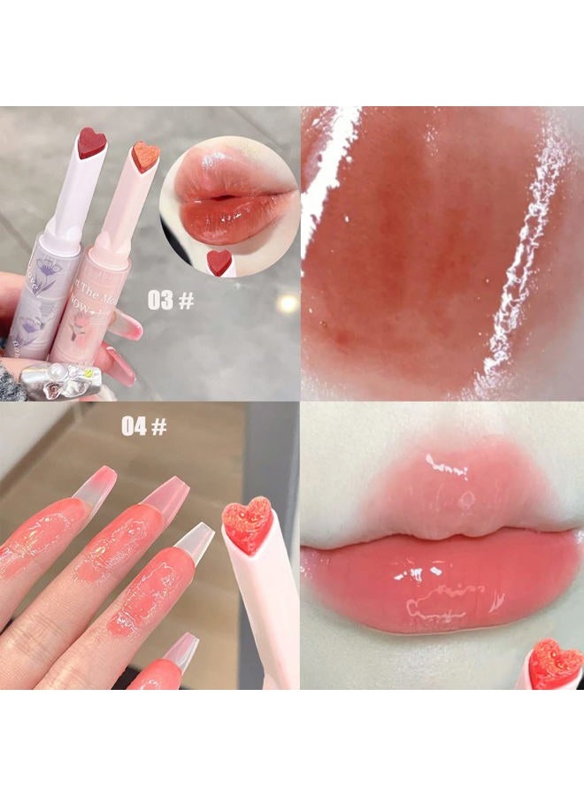 Dulele 6 Colors Matte Jelly Lipstick Moisturizing Lip Oil Set, Hydrating Mirror Finish Lipgloss Heart Shape, Highly Pigmented and Longwear Lip Stain Lip Glaze (Pink, M) - Image 4