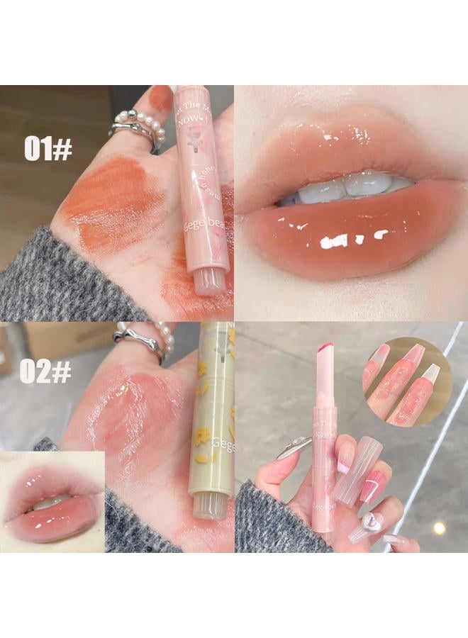 Dulele 6 Colors Matte Jelly Lipstick Moisturizing Lip Oil Set, Hydrating Mirror Finish Lipgloss Heart Shape, Highly Pigmented and Longwear Lip Stain Lip Glaze (Pink, M) - Image 3