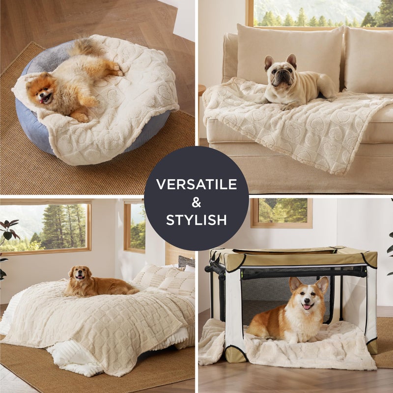 Bedsure Dog Blankets for Large Dogs Washable - Fluffy Fuzzy Cat Puppy Blanket with Premium 300GSM Coral Fleece Soft for Pet Kitten Doggy, White, 40x50IN - Image 4
