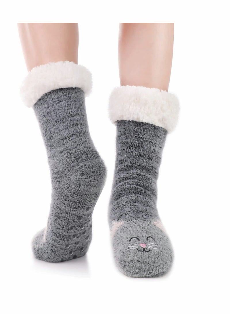 Cozy Fluffy Slipper Socks for Women and Girls - Thick Non-Slip Bed Socks, Perfect Winter Gifts for Cabin Comfort and Warmth. Ideal for Relaxing and Keeping Feet Warm! - Image 1