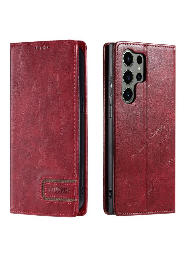 اس-توب جراب لهاتف Samsung Galaxy S23 Ultra 5G TTUDRCH RFID Retro Texture جراب هاتف جلدي مغناطيسي - Image 1