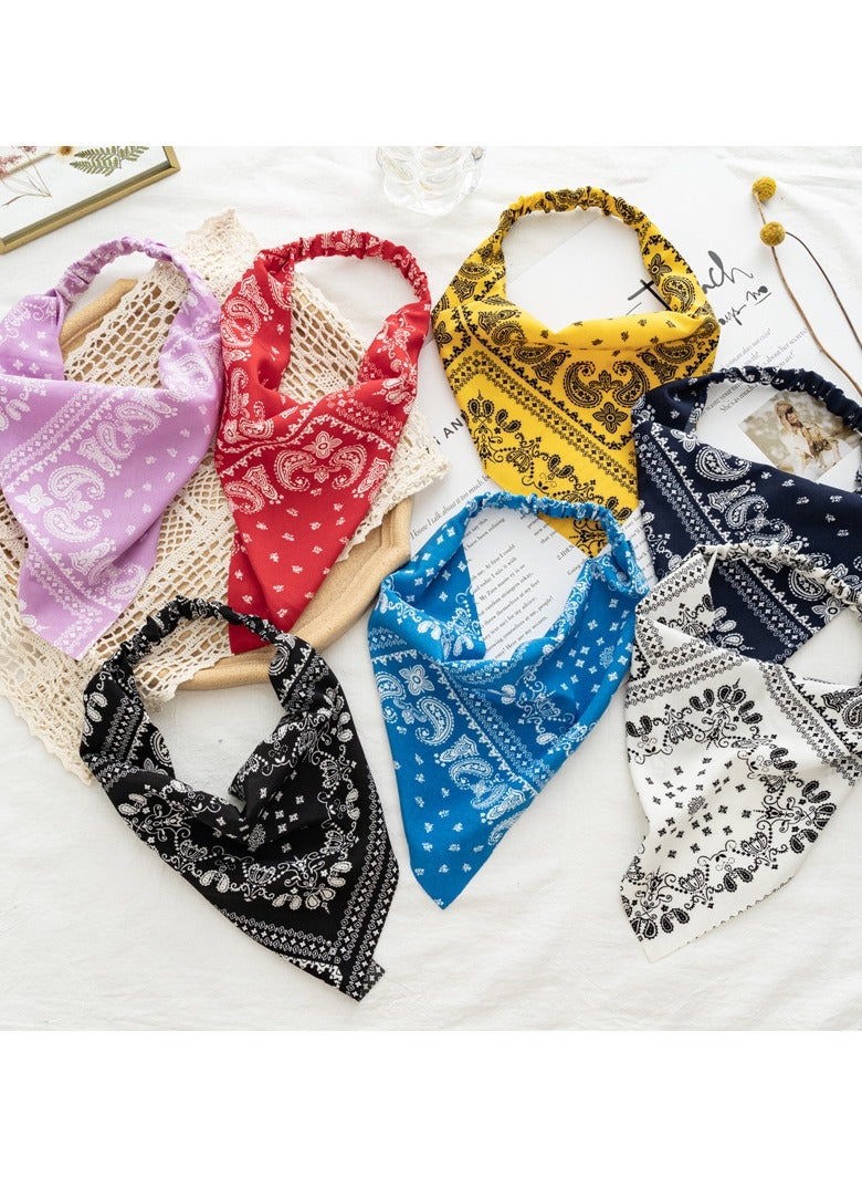 7 قطع الأزهار وشاح الشعر المرن عقال شيفون منديل مطاط الأزهار المطبوعة عمامة بوهو عصابات الشعر باندانا مع مقاطع الشعر للنساء اكسسوارات الشعر الفتيات ، نمط الأزهار الكلاسيكية - Image 1