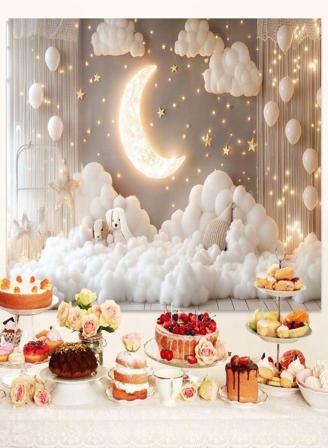 Pinpai 7X5ft Newborn Maternity Photo Backdrop Photography Background for Photoshoot, Indoor Boho Baby Children Portrait Moon Star Backdrops Photo Booth Prop Decorations Wall Decor Tablecloth - Image 4