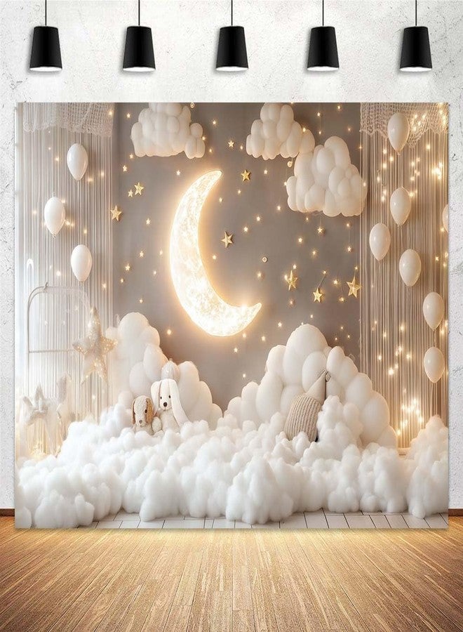 Pinpai 7X5ft Newborn Maternity Photo Backdrop Photography Background for Photoshoot, Indoor Boho Baby Children Portrait Moon Star Backdrops Photo Booth Prop Decorations Wall Decor Tablecloth - Image 3