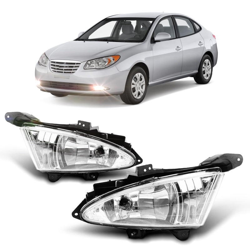 WILD BEAR Fit For 2007 2008 2009 2010 Hyundai Elantra Driving Fog Lights with Clear Lens Bumper Lamps 881 Bulbs 12V 27W