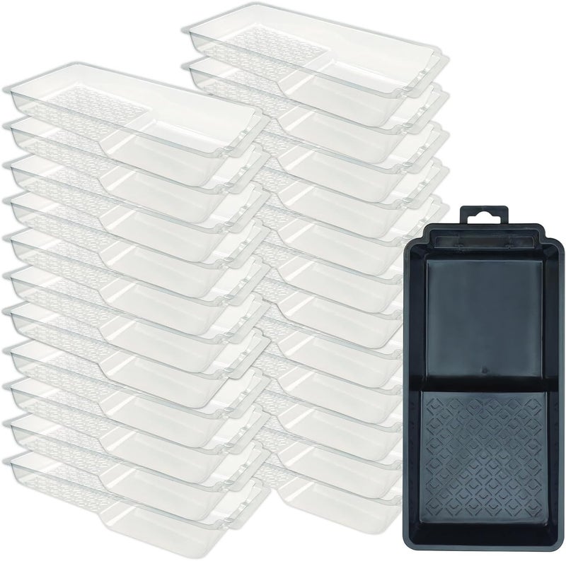 KingOrigin Paint Tray Liners, 4 Inch Paint Roller Tray Set with 23 Disposable Paint Pan Liners, Durable Small Paint Trays for Painting Cabinets, Walls | Spill-Proof Design - Image 1