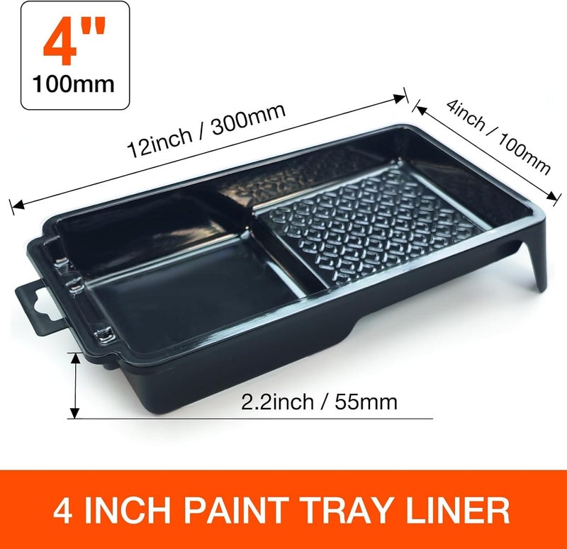 KingOrigin Paint Tray Liners, 4 Inch Paint Roller Tray Set with 23 Disposable Paint Pan Liners, Durable Small Paint Trays for Painting Cabinets, Walls | Spill-Proof Design - Image 2