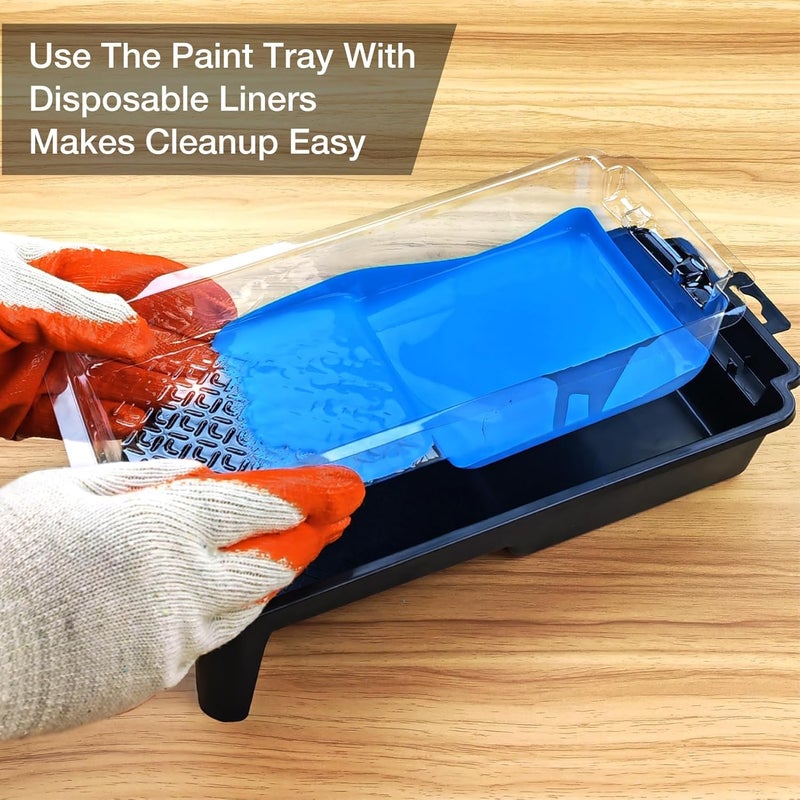 KingOrigin Paint Tray Liners, 4 Inch Paint Roller Tray Set with 23 Disposable Paint Pan Liners, Durable Small Paint Trays for Painting Cabinets, Walls | Spill-Proof Design - Image 4