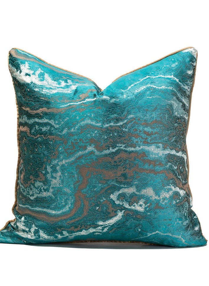 Rock Peacock Blue Cushion Sofa Model room Fabric Headboard Soft Bag Large Backrest American Hotel Living Room Cushion (Excluding Pillow Core)  - Image 1