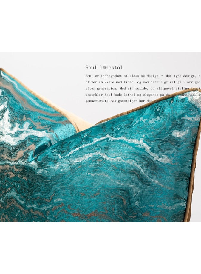 Rock Peacock Blue Cushion Sofa Model room Fabric Headboard Soft Bag Large Backrest American Hotel Living Room Cushion (Excluding Pillow Core)  - Image 4