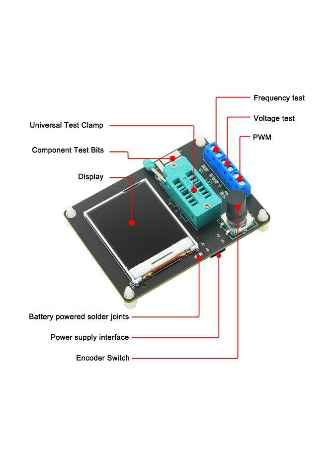 Generic - GM328A Transistor Diode SMT Component Tester 1.77inch TFT Display Capacitance ESR Voltage Frequency Meter PWM Squarewave Signal Generator Electronic Kit - Image 1