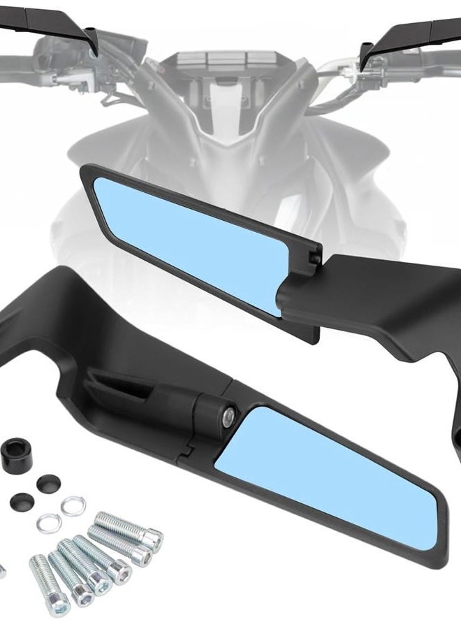LKV Motorcycle Rearview Mirrors - Rotating Universal 10MM 8MM Stealth Mirror Wind Wing Side Mirror for Duke 390 250 Kawasaki Z400 Z650 Z900 Z1000 1290 Yamaha MT07 MT09 - Image 1