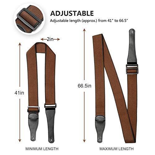 BestSounds Acoustic Guitar Strap, Soft Cotton & Leather Ends Strap for Electric & Bass Guitars come with 1 Button & 2 Locks - Image 5