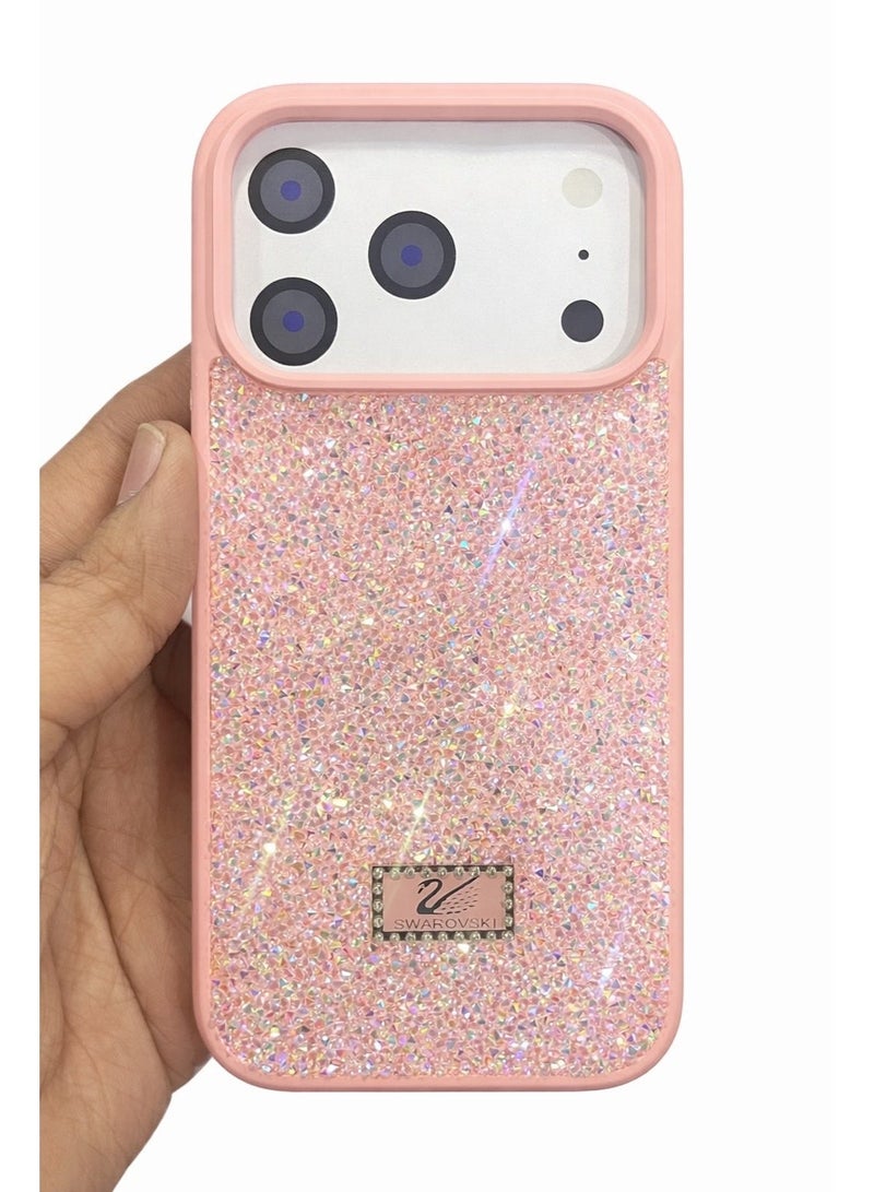 VR CREATIVE Luxury Glitter Diamond Phone Case for Apple iPhone 17 Pro Sparkling Rhinestone Bling Protective Cover - Pink - Image 5