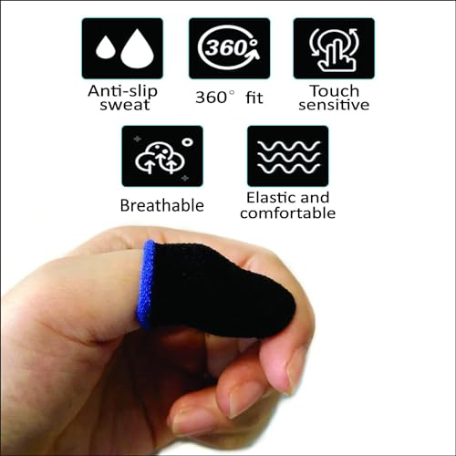 Cerlink Mobile Gaming Finger Sleeves Pubg Thumb Gloves Anti-Slip Sweat-Proof Professional Touch Screen Thumbs Finger Sleeve for Pubg Mobile Phone Game (Pack of-10Pcs) - Image 3