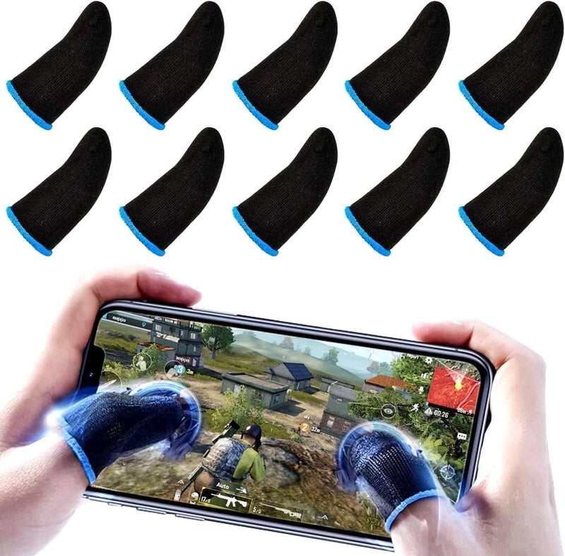 Cerlink Mobile Gaming Finger Sleeves Pubg Thumb Gloves Anti-Slip Sweat-Proof Professional Touch Screen Thumbs Finger Sleeve for Pubg Mobile Phone Game (Pack of-10Pcs) - Image 1