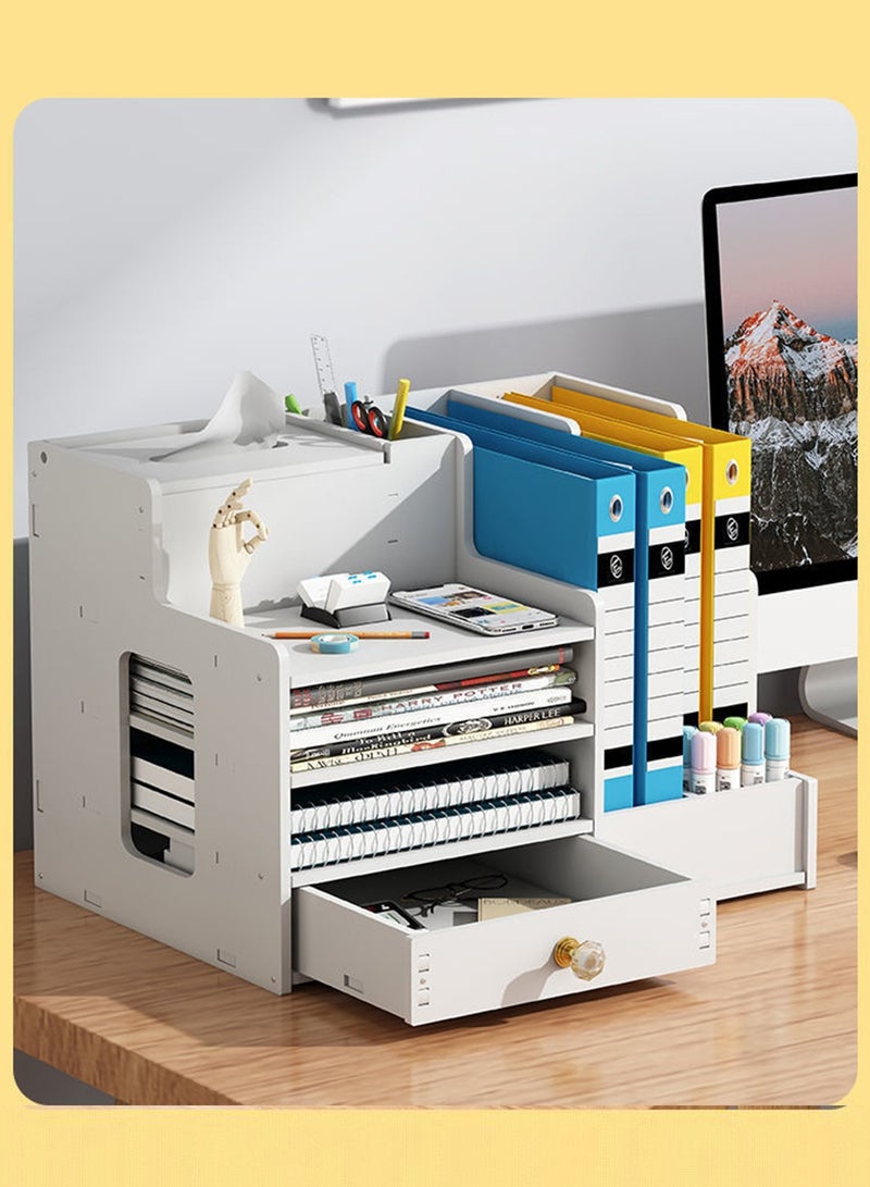 Kidle Desktop Book Organizer Shelf Multilayer Book Stand Office A4 Classification Data Rack Drawer Organizing File Rack Shelf - Image 3