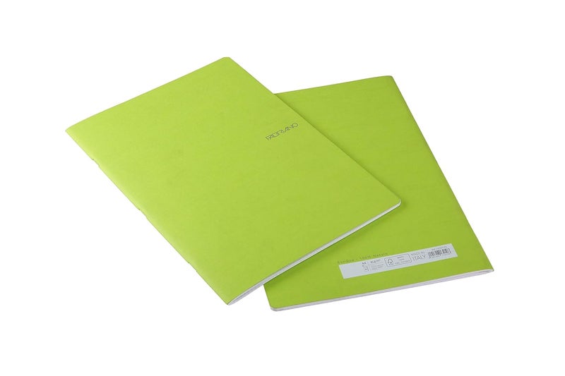 FABRIANO Ecoqua Staple Bound Graph 5MM Notebook Pack of 2 (LIME) 85 GSM, 80 Pages, Size A4|Ideal for either writing or drafting with pencil,ballpoint,fountain and marker pen.. - Image 1