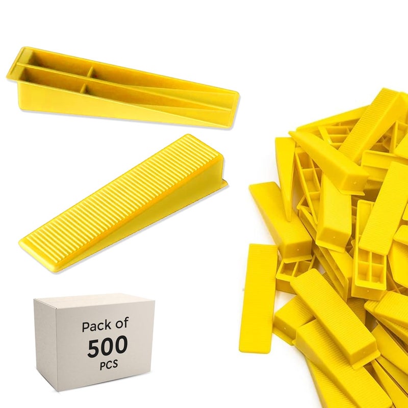 ROBUSTT Tile Leveling System Wedges (Yellow) - Tile Leveler Clips DIY Tile Leveler Spacers for Professional Floor Tiles, Ceramic Tile and Stone Installation - Pack of 500 - Image 1