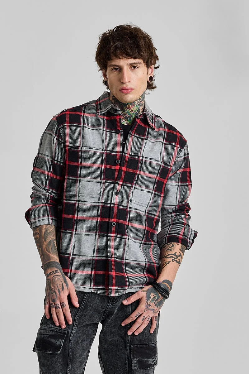 SNITCH Black Checks Relaxed Fit Overshirt
