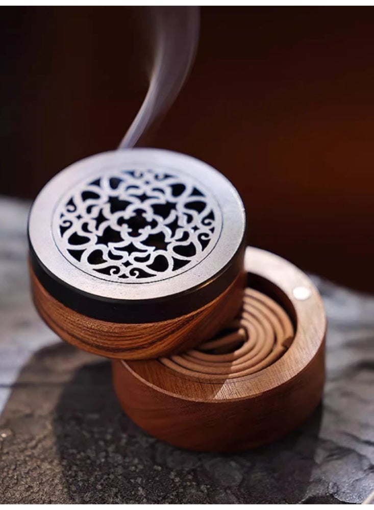 Portable Incense Burner Solid Wood Multi Layer Fragrance Storage Portable Incense Box Home Indoor Car Mini Plate Incense Burner Aromatherapy Burner - Image 1