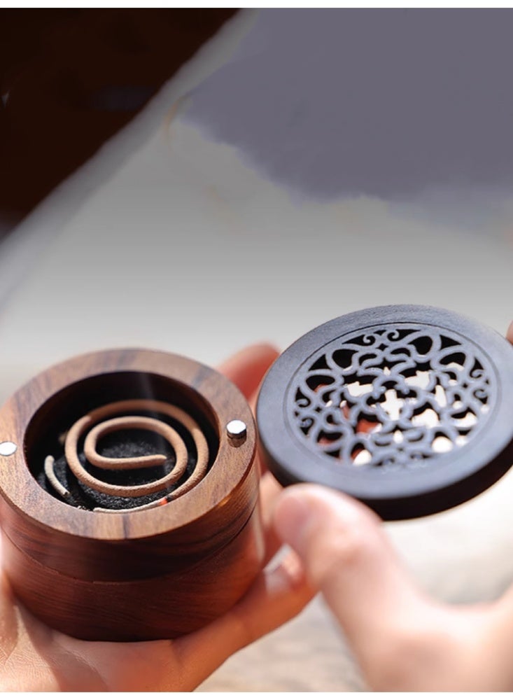 Portable Incense Burner Solid Wood Multi Layer Fragrance Storage Portable Incense Box Home Indoor Car Mini Plate Incense Burner Aromatherapy Burner - Image 4
