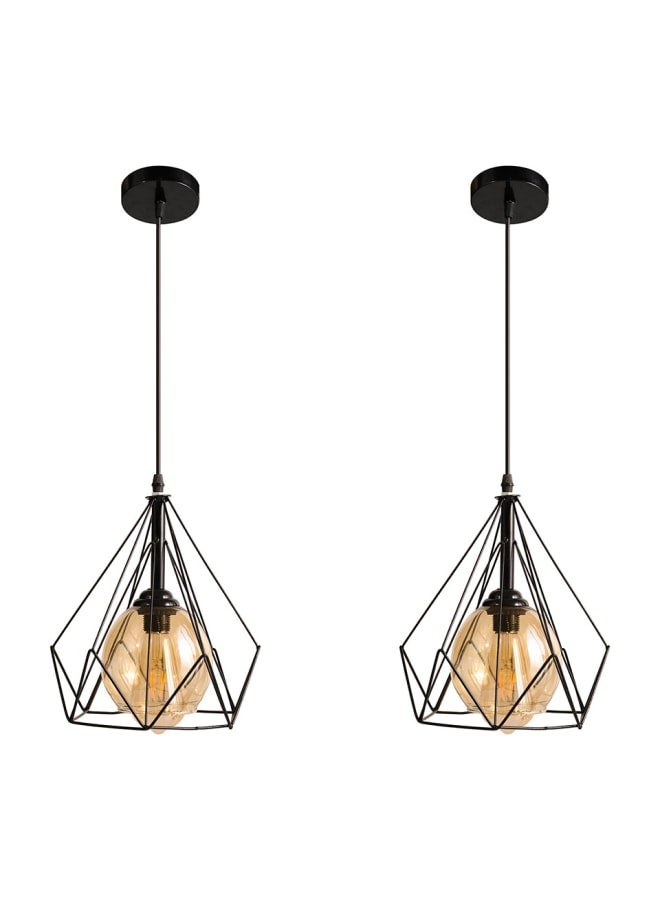 El Rawda Lighting 2 Pcs Modern And Distinctive Single Pendants | modern decorative LED E27 pendant light ceiling lamp hanging suitable for any room | | Color: Black | Size: 70x21x21 cm
